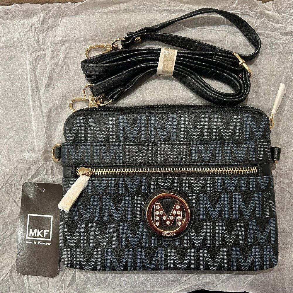 Brand New MKF Mia K Farrow Black Crossbody Bag
